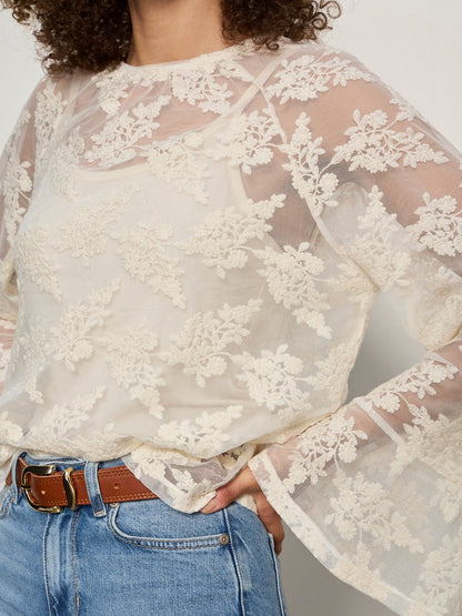 Sanctuary Clothing Classic - BOHO LACE TOP VINTAGE IVORY