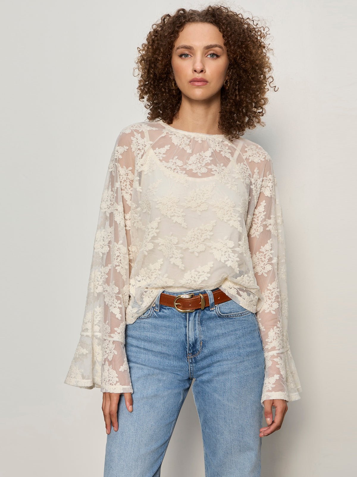 Sanctuary Clothing Classic - BOHO LACE TOP VINTAGE IVORY
