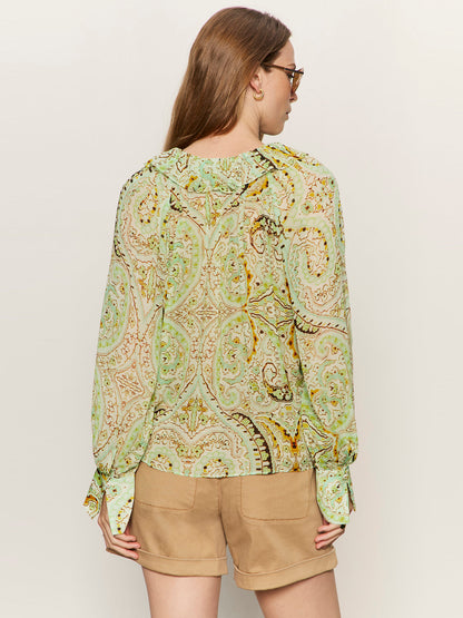 Sanctuary Clothing New - SHEER ELEGANCE VOLUME BLOUSE VERDE BOHEME