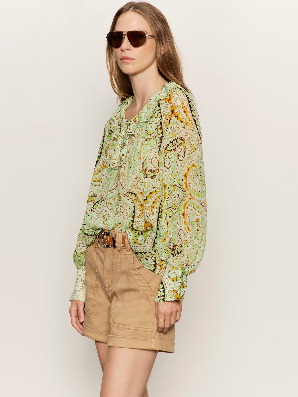 Sanctuary Clothing New - SHEER ELEGANCE VOLUME BLOUSE VERDE BOHEME