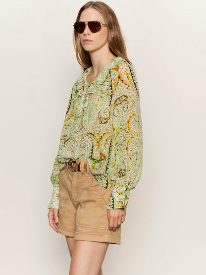 Sanctuary Clothing New - SHEER ELEGANCE VOLUME BLOUSE VERDE BOHEME