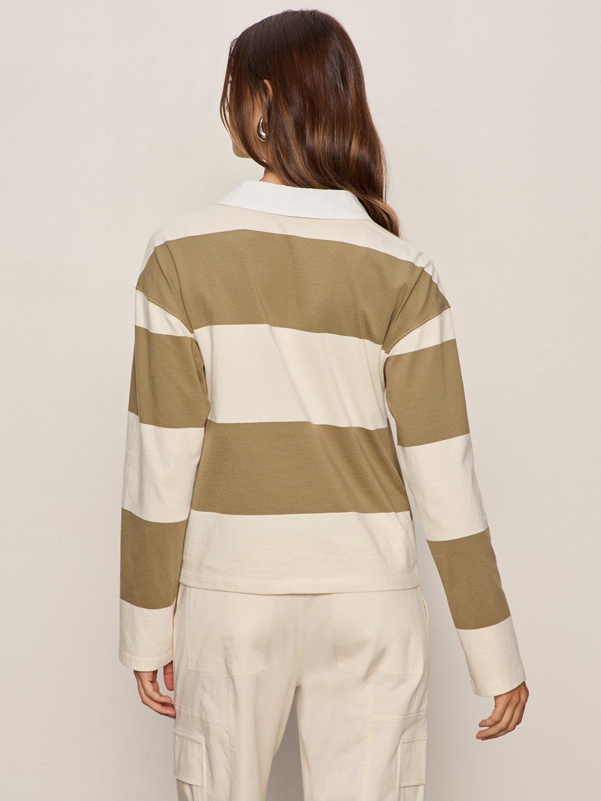 Sanctuary Clothing Best Seller - RUGBY TIE FRONT TEE COVERT GREEN/COLLAGEN STRIPE