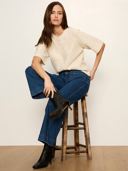Sanctuary Clothing Trusted - Diamond Stitch Sweater Tee Bone