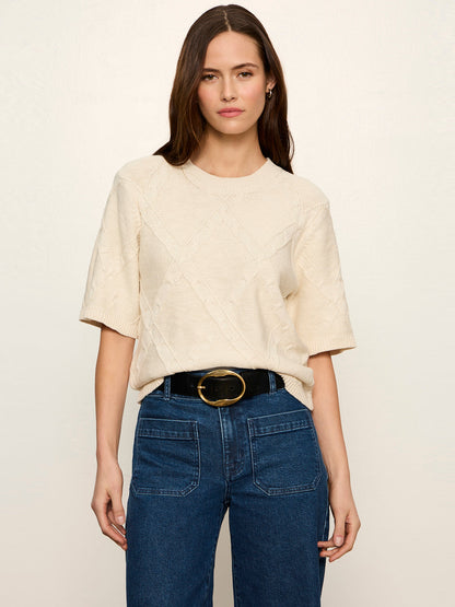 Sanctuary Clothing Trusted - Diamond Stitch Sweater Tee Bone
