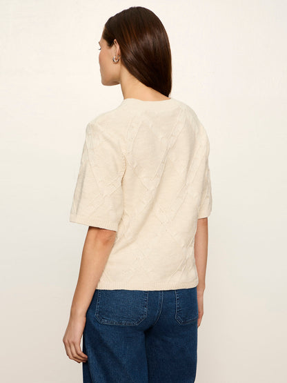 Sanctuary Clothing Trusted - Diamond Stitch Sweater Tee Bone