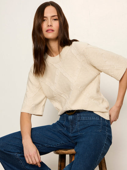 Sanctuary Clothing Trusted - Diamond Stitch Sweater Tee Bone