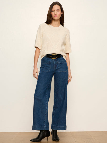 Sanctuary Clothing Trusted - Diamond Stitch Sweater Tee Bone