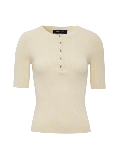 Sanctuary Clothing Value - Ribbed Henley Tee Bone