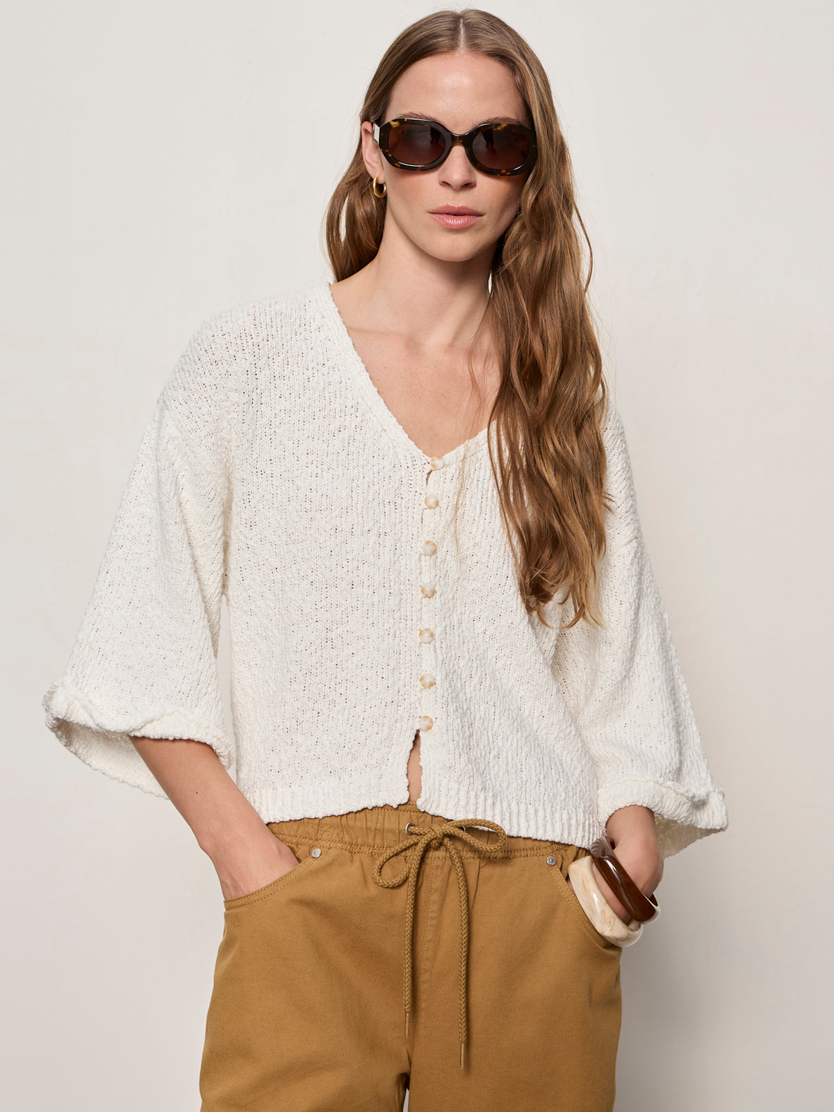 Sanctuary Clothing New - I'M YOURS BUTTON FRONT SWEATER CHALK