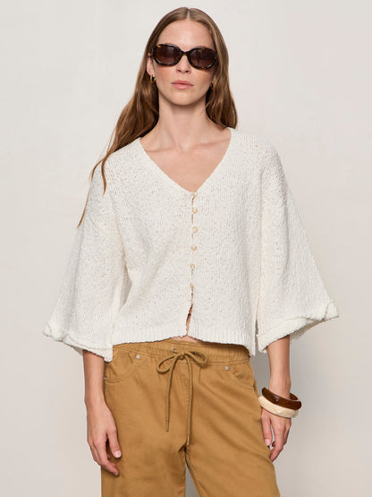 Sanctuary Clothing New - I'M YOURS BUTTON FRONT SWEATER CHALK