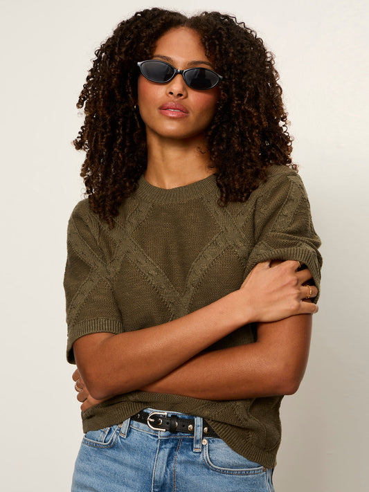 Sanctuary Clothing New - Diamond Stitch Sweater Tee Kalamata