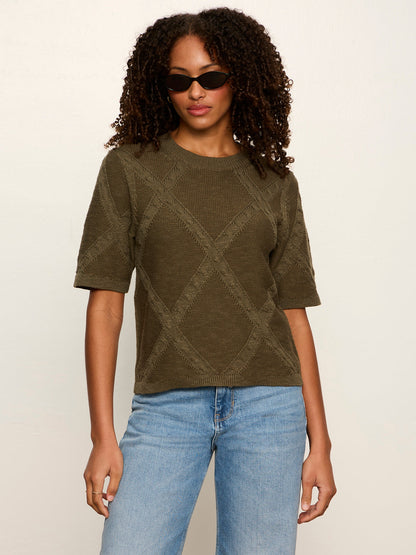 Sanctuary Clothing New - Diamond Stitch Sweater Tee Kalamata