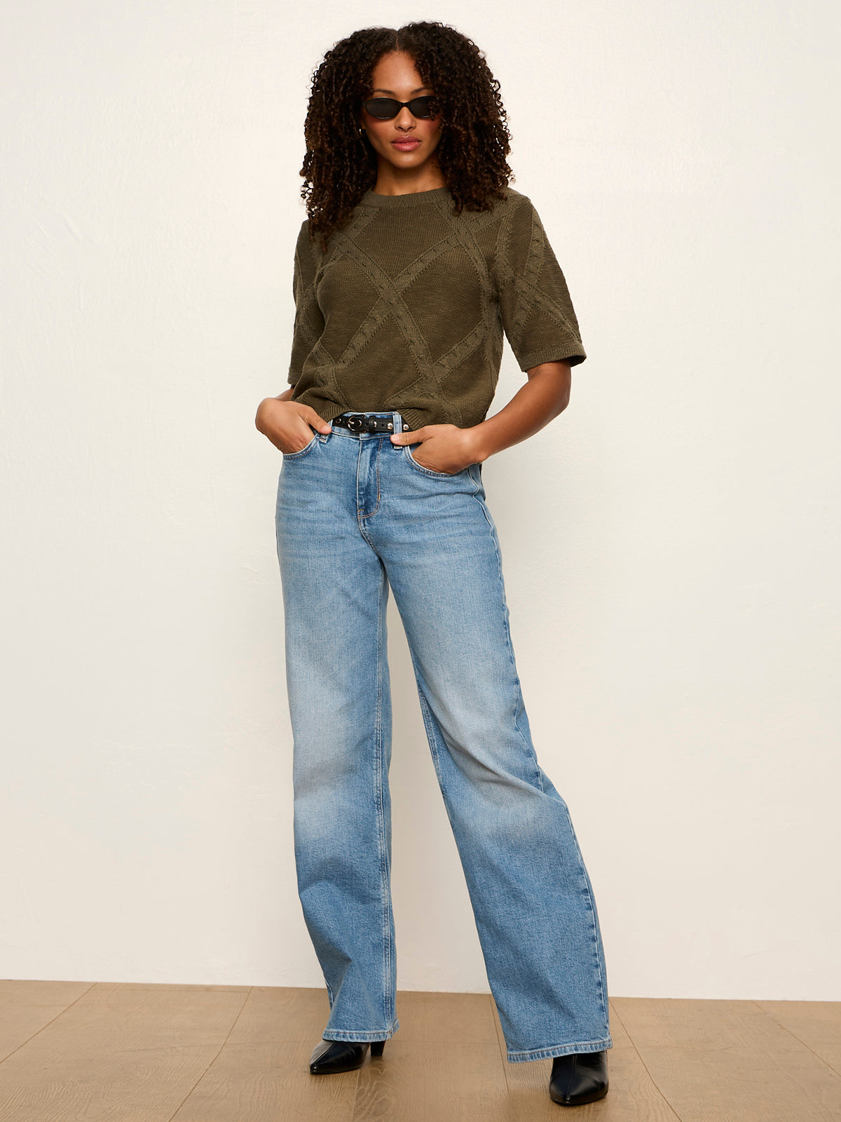 Sanctuary Clothing New - Diamond Stitch Sweater Tee Kalamata