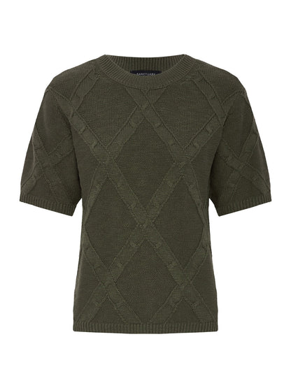 Sanctuary Clothing New - Diamond Stitch Sweater Tee Kalamata