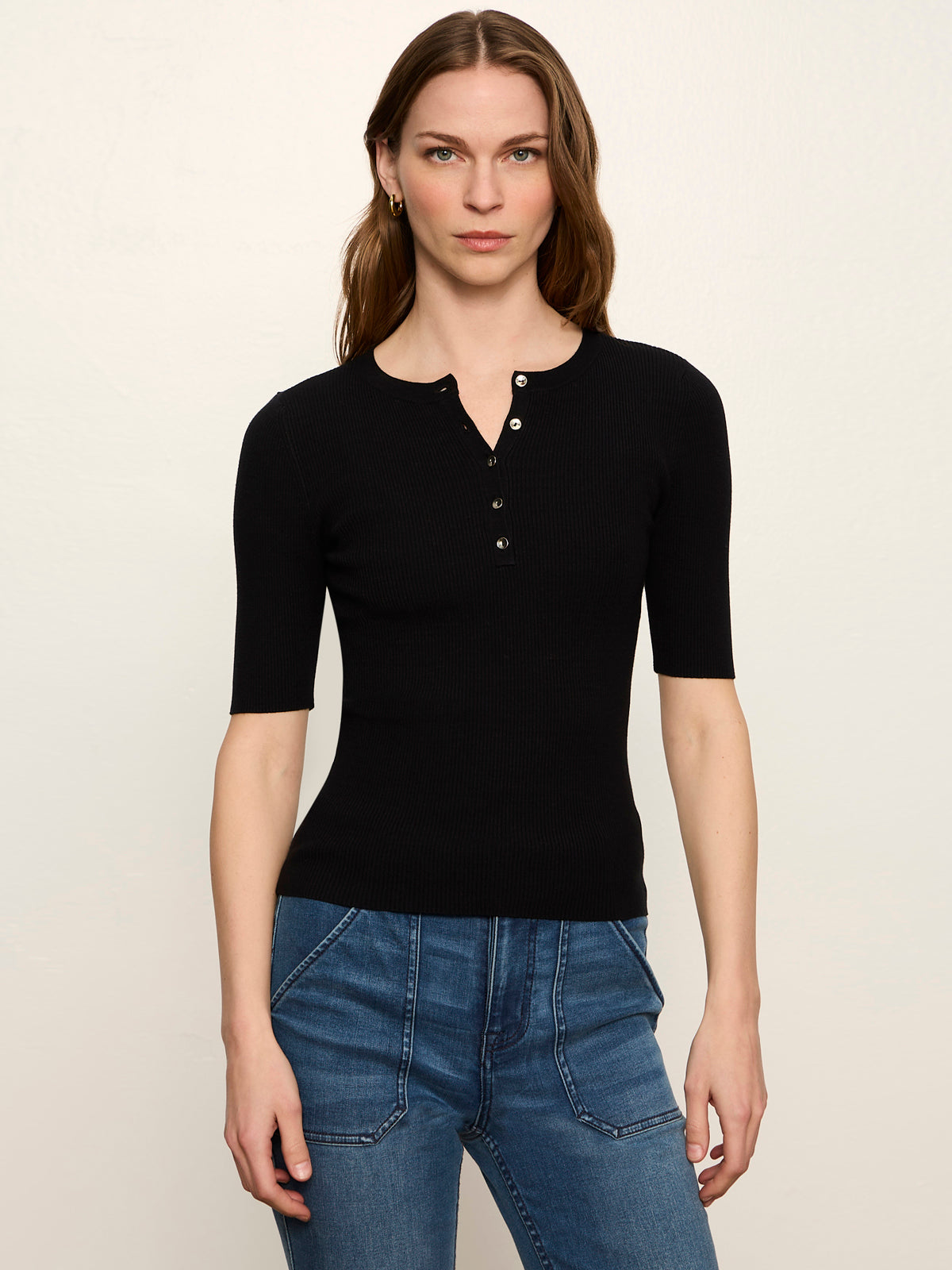 Sanctuary Clothing Everyday - Ribbed Henley Tee Black