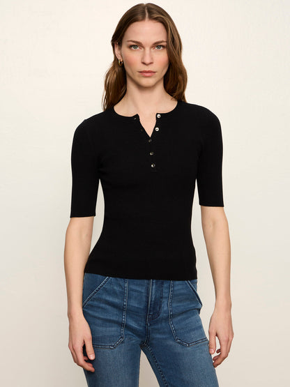 Sanctuary Clothing Everyday - Ribbed Henley Tee Black