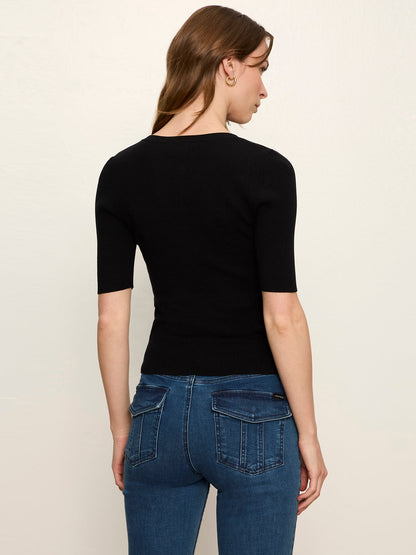 Sanctuary Clothing Everyday - Ribbed Henley Tee Black