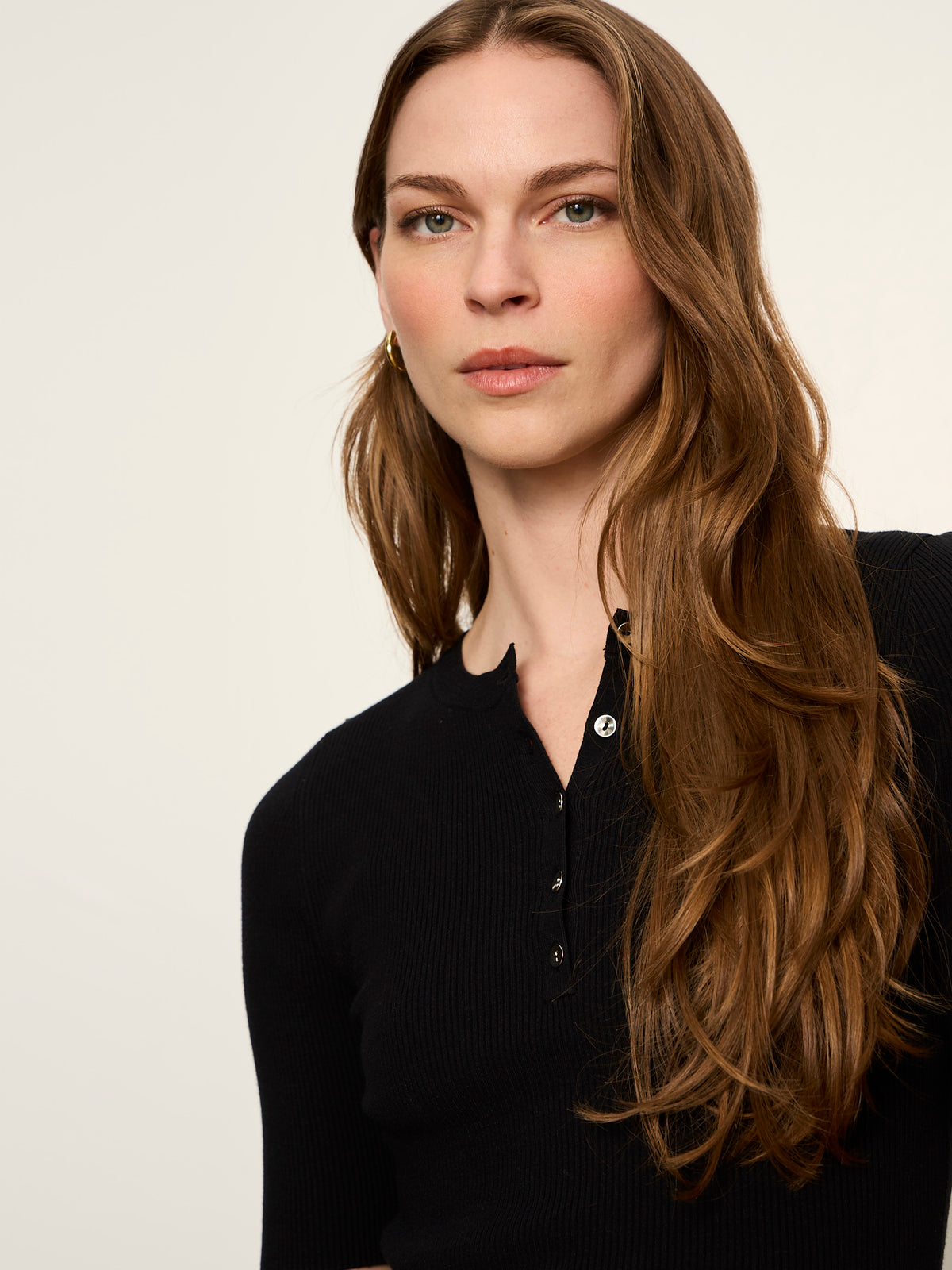 Sanctuary Clothing Everyday - Ribbed Henley Tee Black