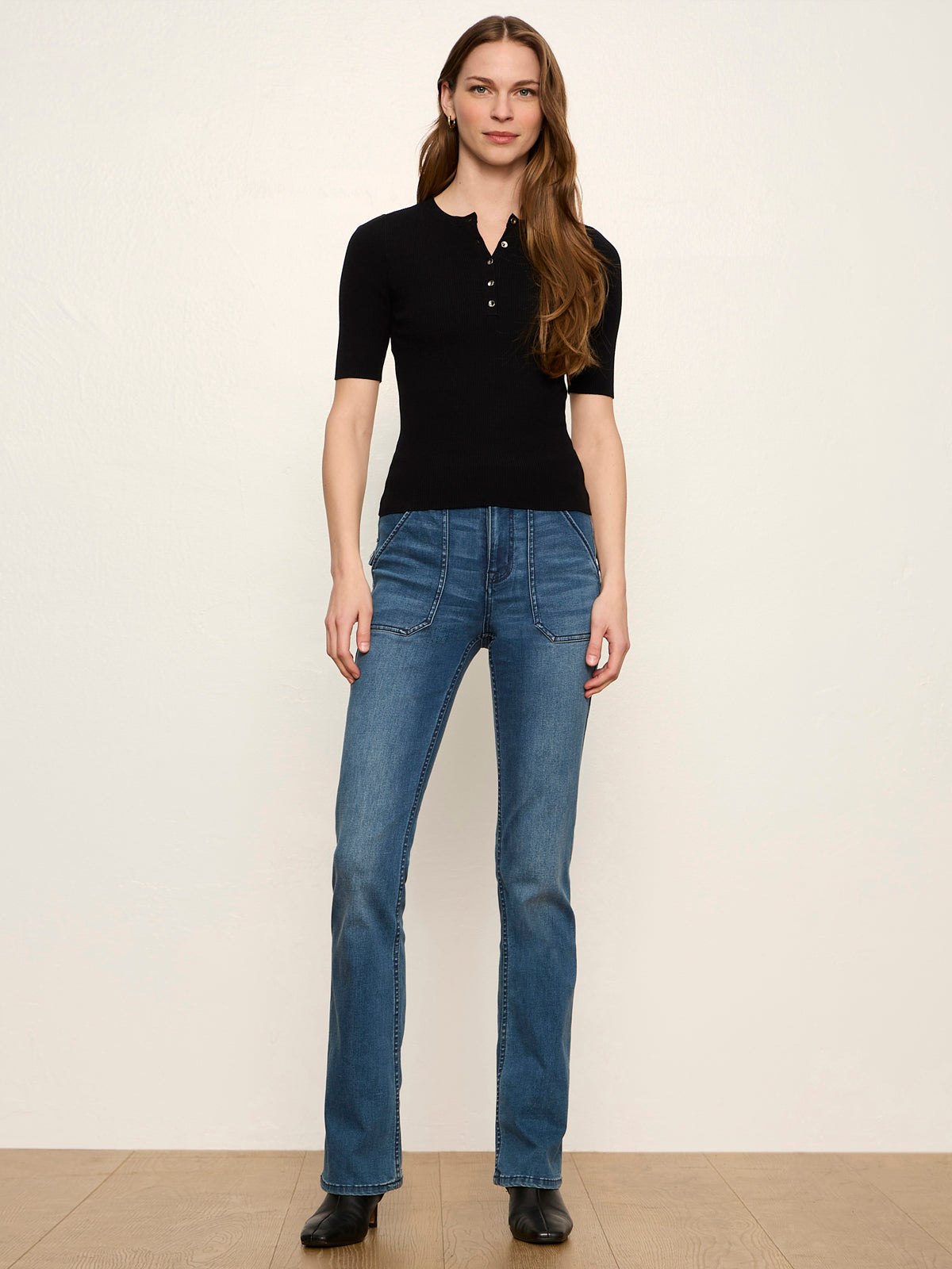Sanctuary Clothing Everyday - Ribbed Henley Tee Black