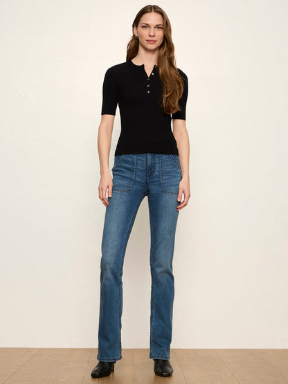 Sanctuary Clothing Everyday - Ribbed Henley Tee Black
