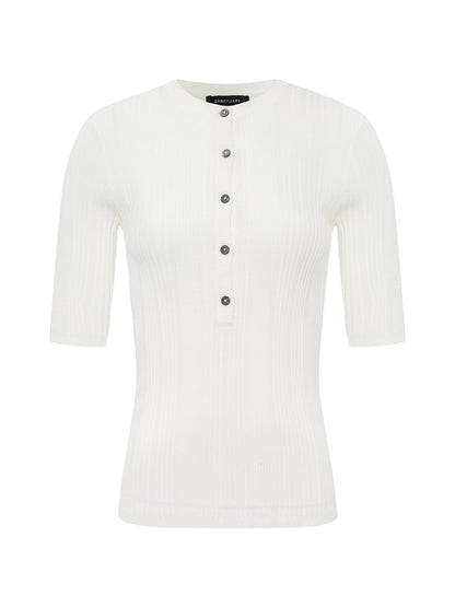 Sanctuary Clothing Special Offer - AIR OF EASE HALF SLEEVE TEE CHALK