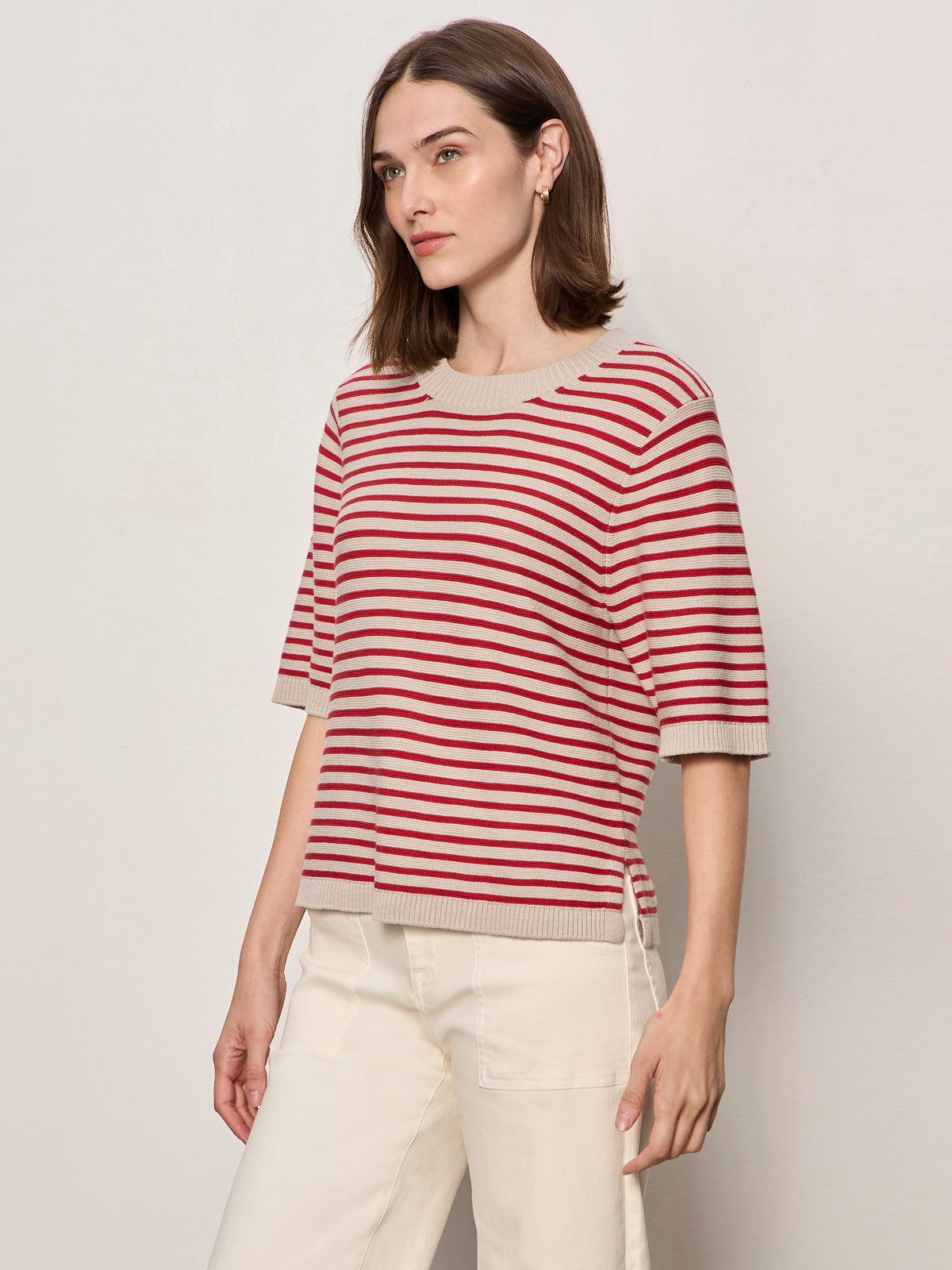 Sanctuary Clothing New - SWEATER TEE OPAL/RASPBERRY STRIPE