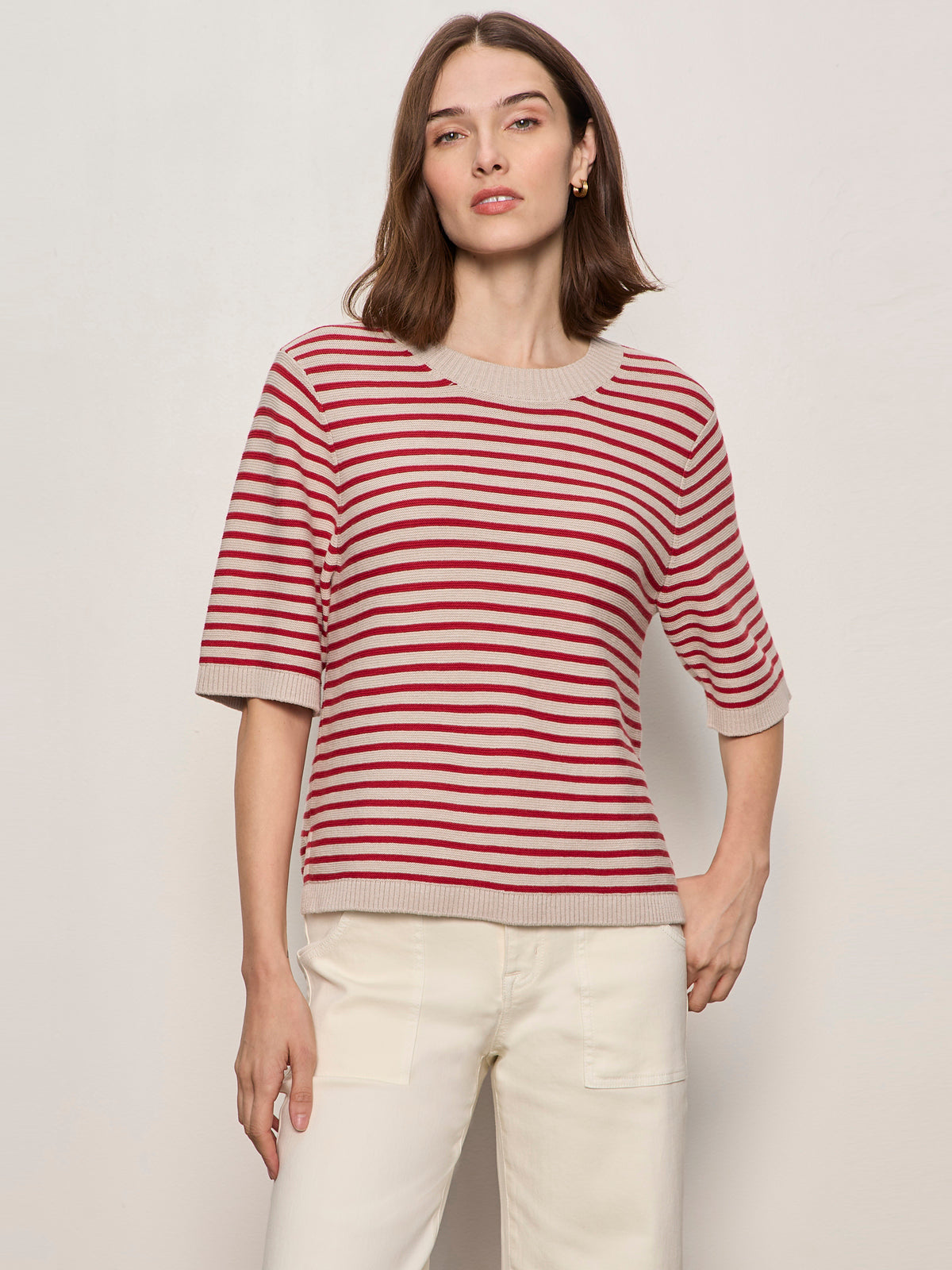 Sanctuary Clothing New - SWEATER TEE OPAL/RASPBERRY STRIPE