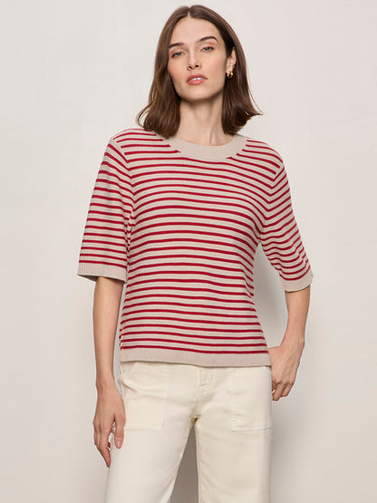 Sanctuary Clothing New - SWEATER TEE OPAL/RASPBERRY STRIPE