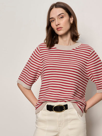 Sanctuary Clothing New - SWEATER TEE OPAL/RASPBERRY STRIPE