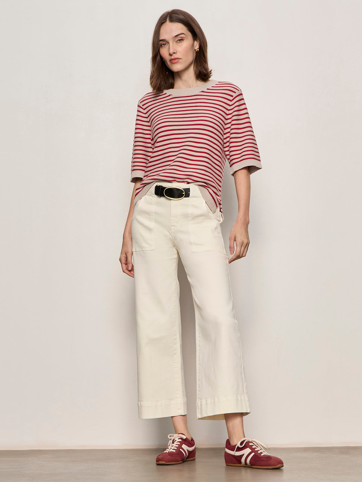 Sanctuary Clothing New - SWEATER TEE OPAL/RASPBERRY STRIPE