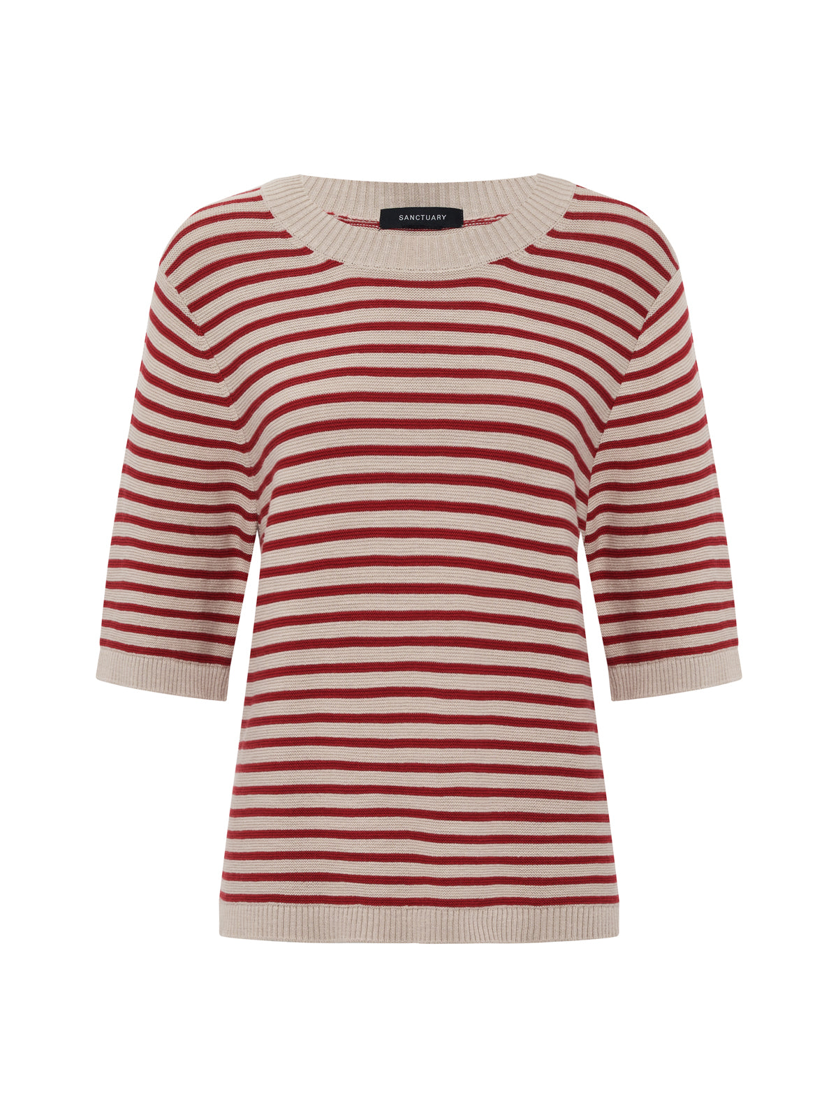 Sanctuary Clothing New - SWEATER TEE OPAL/RASPBERRY STRIPE