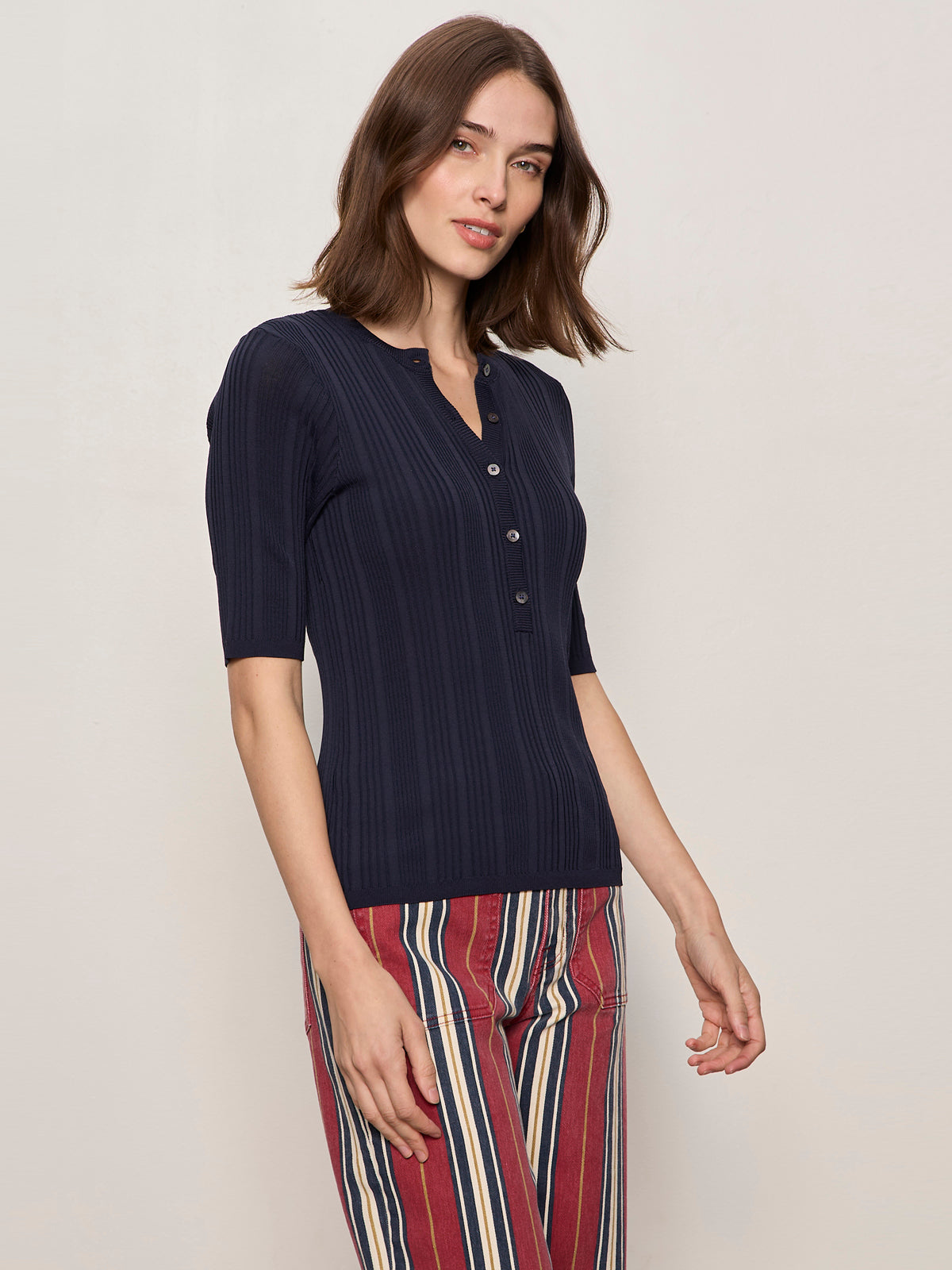 Sanctuary Clothing Premium - AIR OF EASE HALF SLEEVE TEE NAVY BLAZER