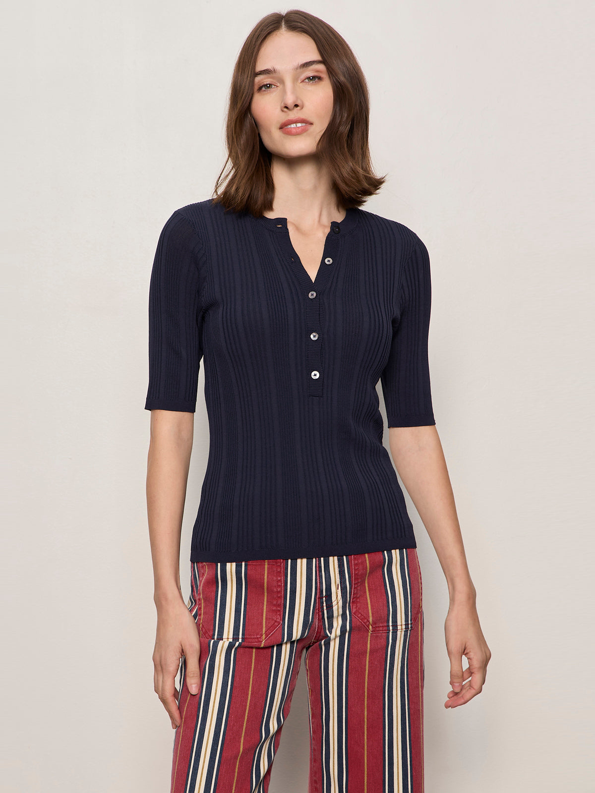 Sanctuary Clothing Premium - AIR OF EASE HALF SLEEVE TEE NAVY BLAZER