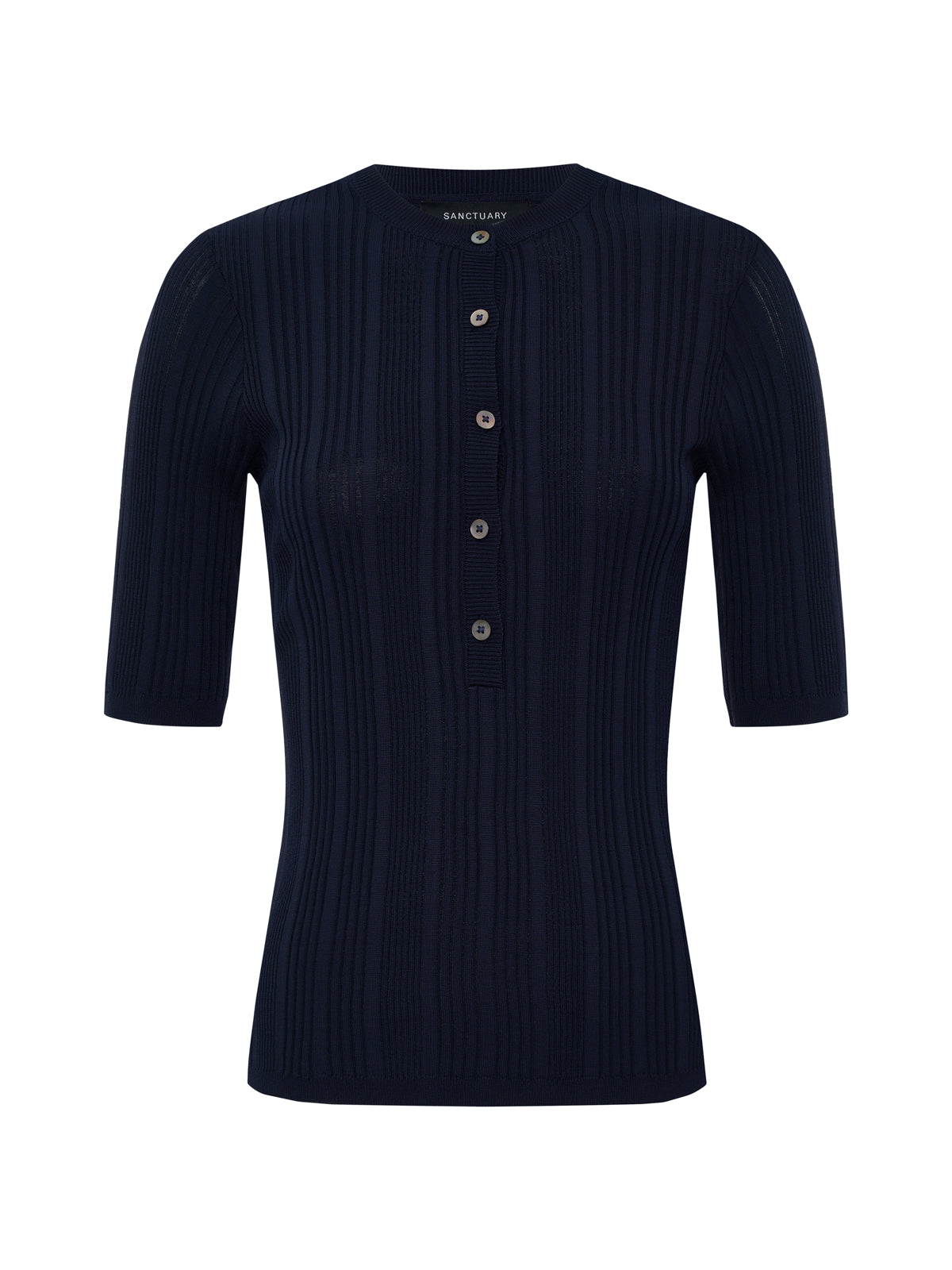 Sanctuary Clothing Premium - AIR OF EASE HALF SLEEVE TEE NAVY BLAZER