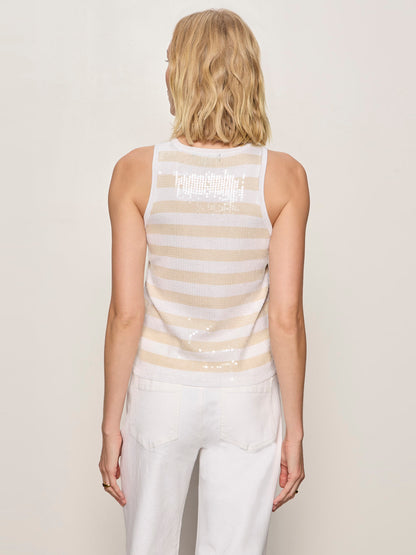 Sanctuary Clothing Recommended - SUMMER SHINE SEQUIN SHELL SUMMER SAND / WHITE STRIPE