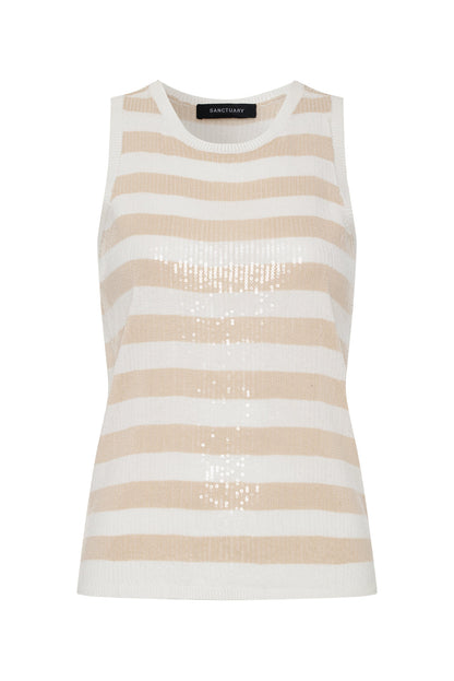 Sanctuary Clothing Recommended - SUMMER SHINE SEQUIN SHELL SUMMER SAND / WHITE STRIPE