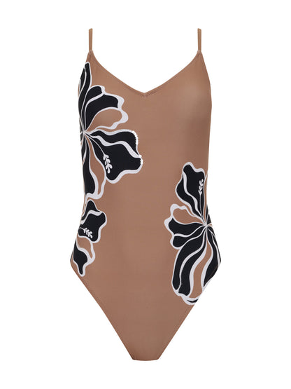 Sanctuary Clothing Exclusive - High Leg Scoop Neck One-Piece TOASTED COCONUT