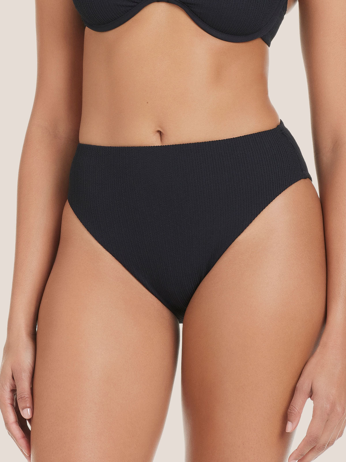 Sanctuary Clothing Featured - High Leg High Rise Bikini Bottom Black