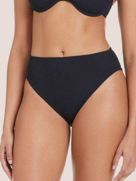 Sanctuary Clothing Featured - High Leg High Rise Bikini Bottom Black