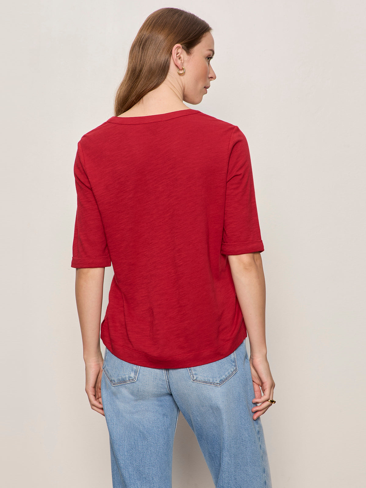 Sanctuary Clothing Premium - DOLCE NOTCH NECK TEE RED BERRY