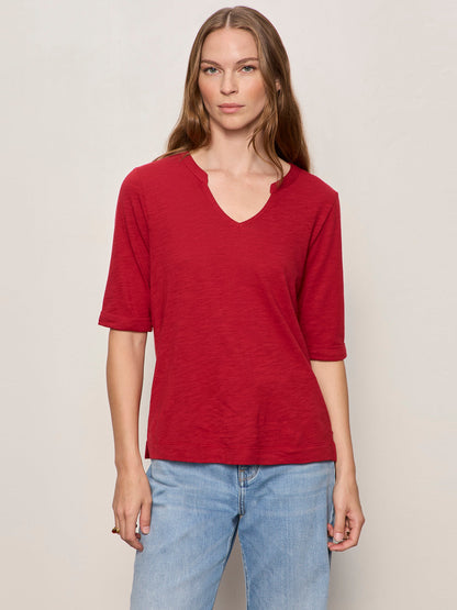 Sanctuary Clothing Premium - DOLCE NOTCH NECK TEE RED BERRY