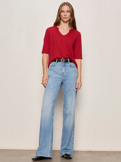 Sanctuary Clothing Premium - DOLCE NOTCH NECK TEE RED BERRY