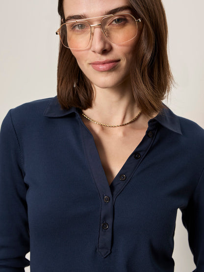 Sanctuary Clothing Top Pick - ECHO BUTTON FRONT TEE NAVY BLAZER
