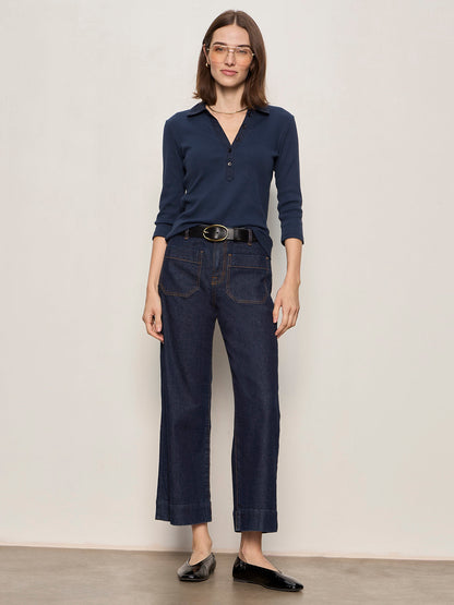 Sanctuary Clothing Top Pick - ECHO BUTTON FRONT TEE NAVY BLAZER