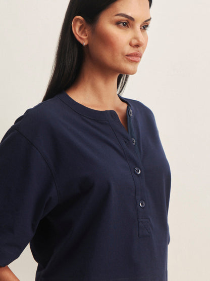 Sanctuary Clothing Latest - FREYA PLACKET TEE NAVY BLAZER