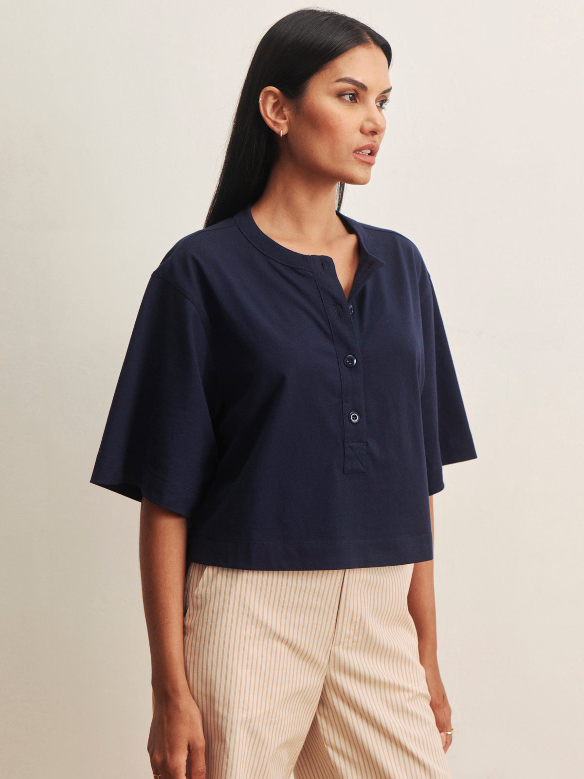 Sanctuary Clothing Latest - FREYA PLACKET TEE NAVY BLAZER