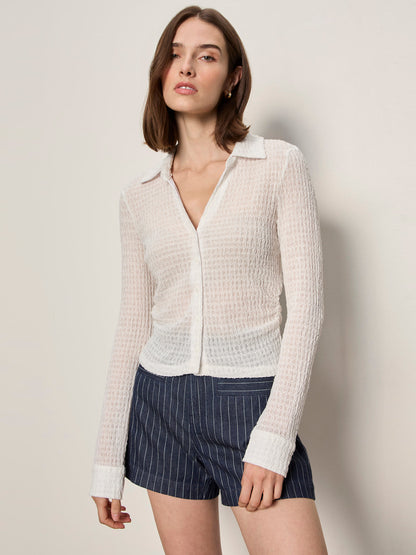 Sanctuary Clothing Sale - JUNO TEXTURED BUTTON FRONT CHALK