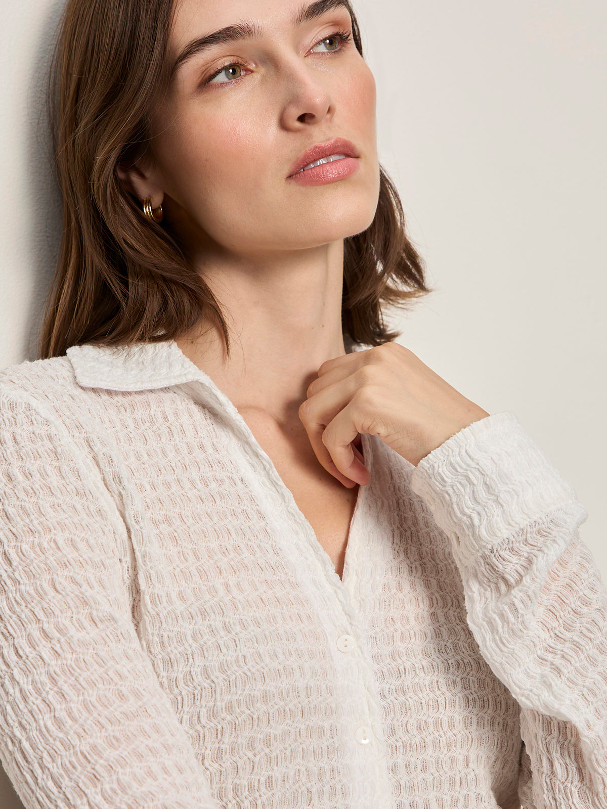 Sanctuary Clothing Sale - JUNO TEXTURED BUTTON FRONT CHALK