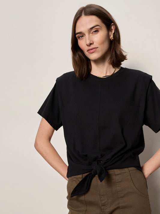 Sanctuary Clothing Hot Sale - GOOD TO GO TIE FRONT TEE BLACK
