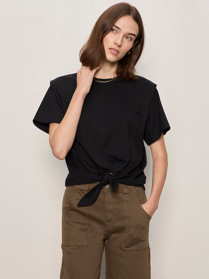 Sanctuary Clothing Hot Sale - GOOD TO GO TIE FRONT TEE BLACK